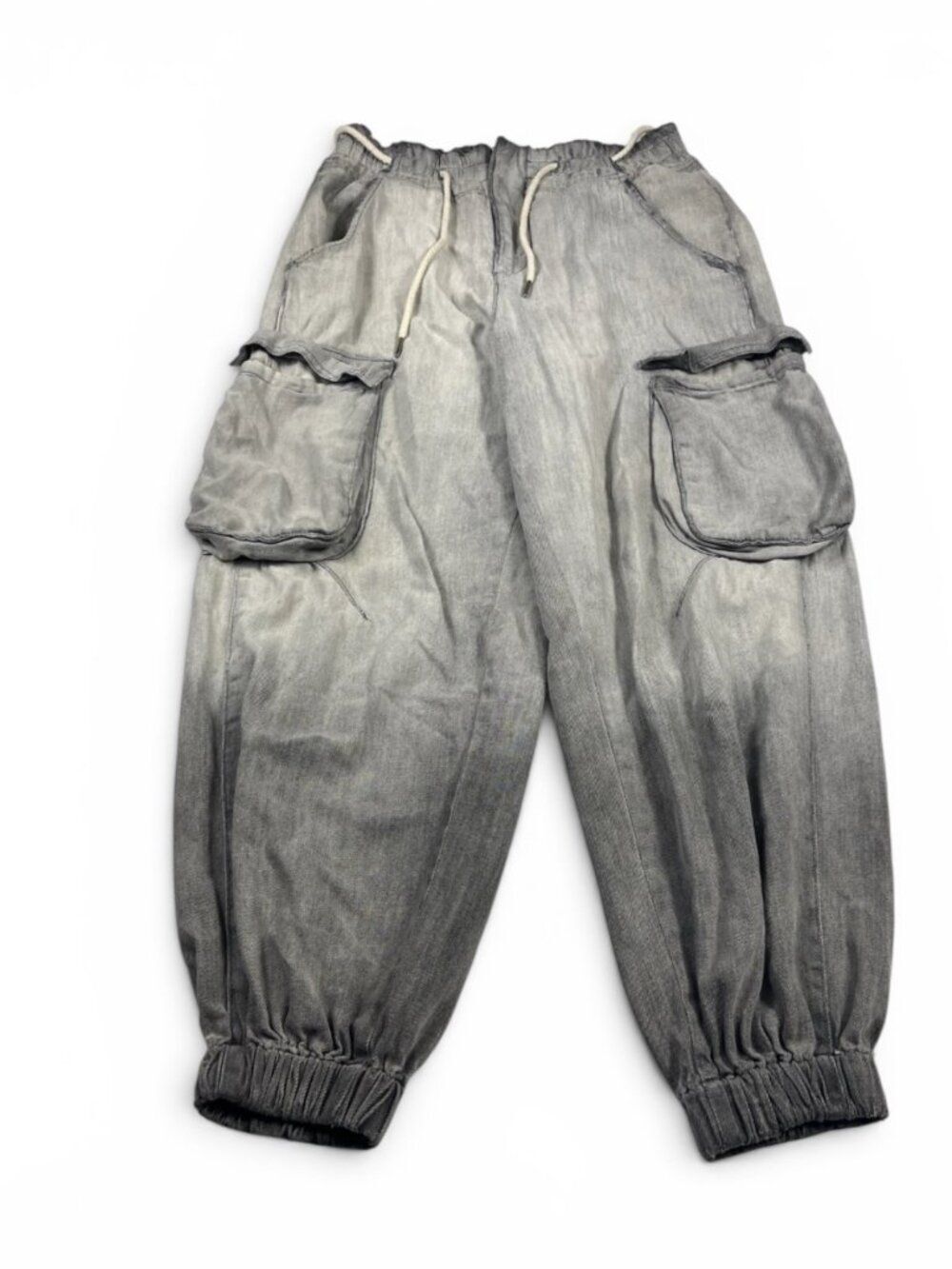 Pilcro Washed Gray Cargo Pants Balloon Baggy Y2K Drawstring Utility Lounge SMALL